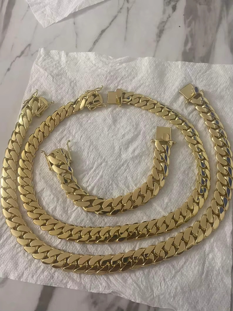 Plating Cuban k Chain Gold Plated Jewelry for Men's Fashion 50 Dia Tennis Necklace
