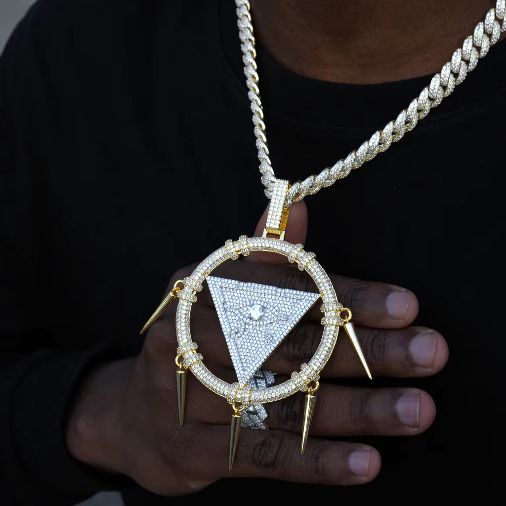 Elegant Millennium Ring Shape Hip Hop Certified Gold Pendant Real Dia Necklace With Cuban Chain for Your Gentlemen