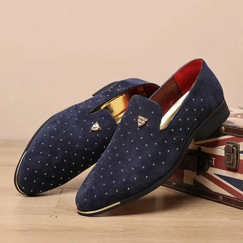 Mens Dress Shoes s Party Shoe Luxury Wedding Shoes for Men Suede Leather Business Casual Shoes Slip- Loafers Zapatos2024 Y250222