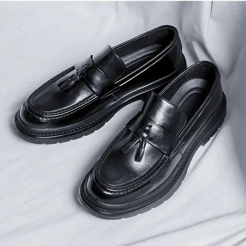 Mens Classic Leather Business Platform Loafers Work Men Dress New in Big Size Shoes De Vir Hbre Y250222