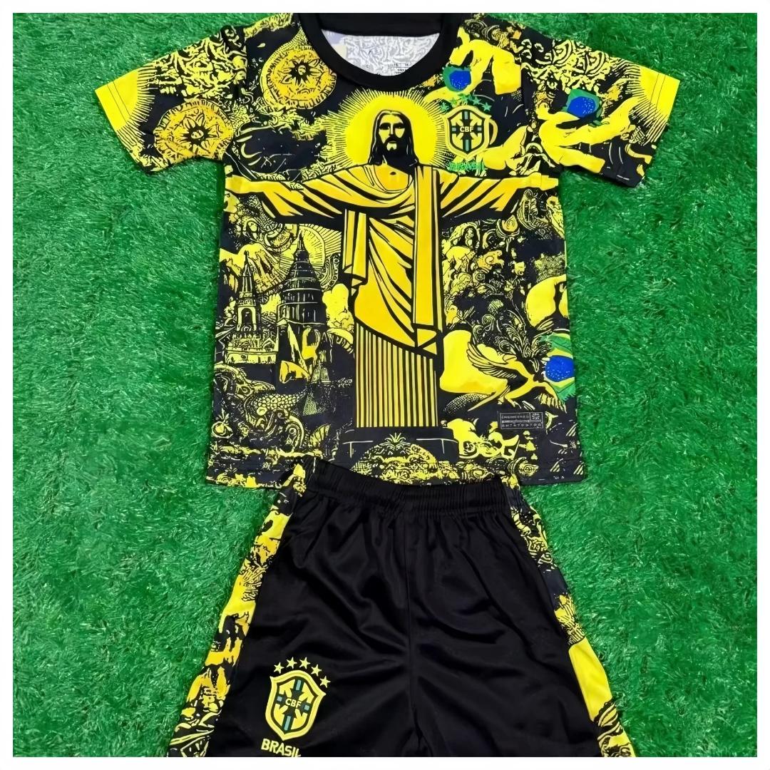 24/25 Latest Explosive Sports Football Jersey Brazil Special Edition Training Jersey Summer Adult Men's Crew Neck Set Quick