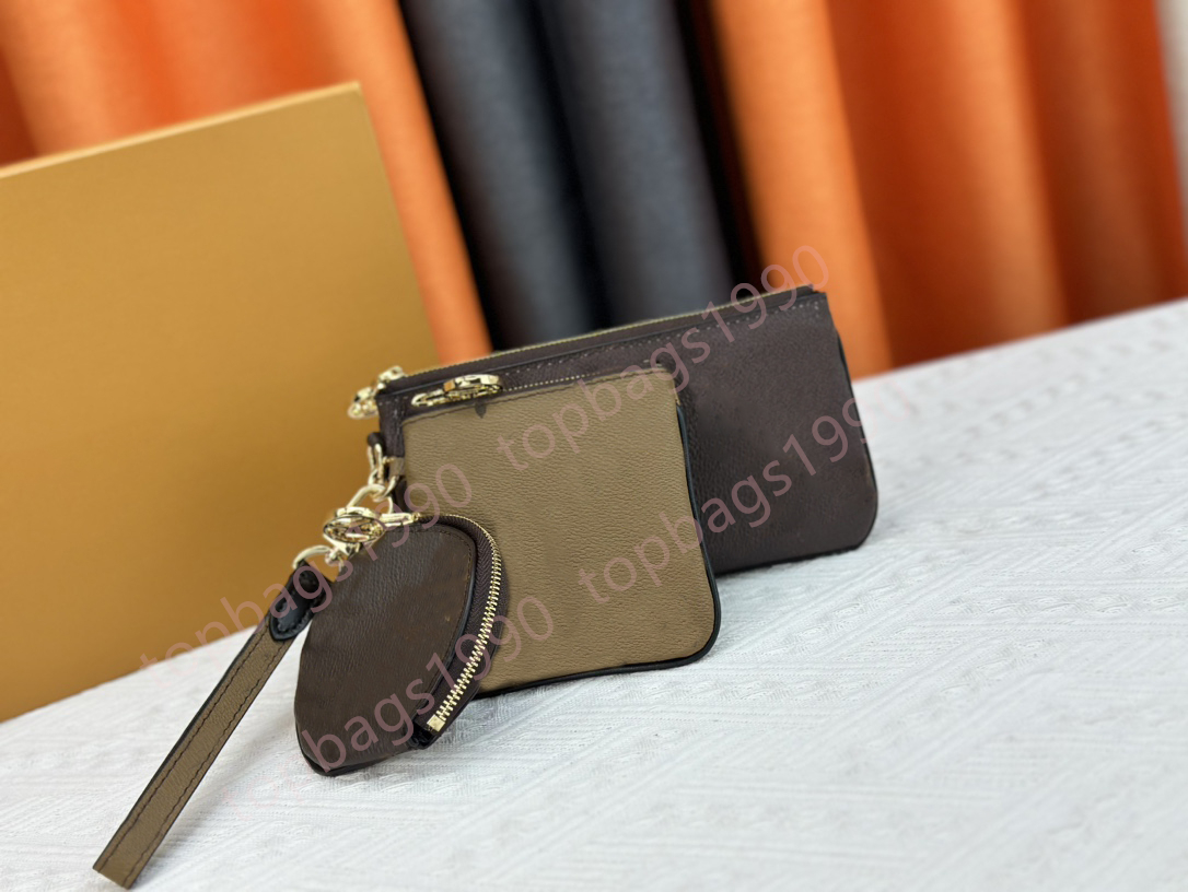 TopThree piece wallet set luxury Women coin purse card holder keychain Man Designer purses Key pouch CardHolder small wallets travel Clutch Bags Wrist handbag