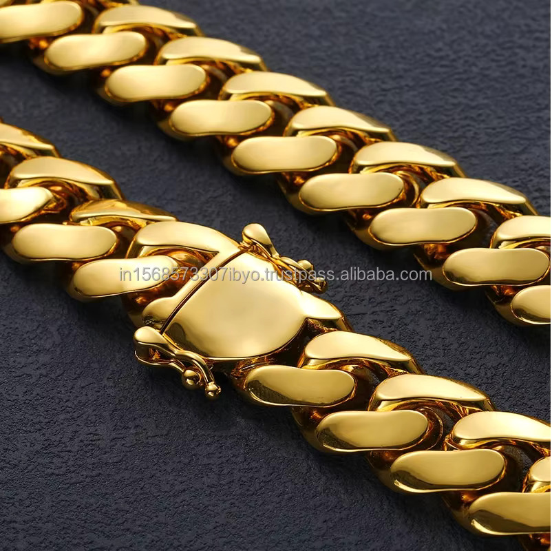 Elevate Your Class by Wearing This Gold Plated Miami Cuban Chain Bracelet Set Gift Pack Jewelry for Him and Her Sier