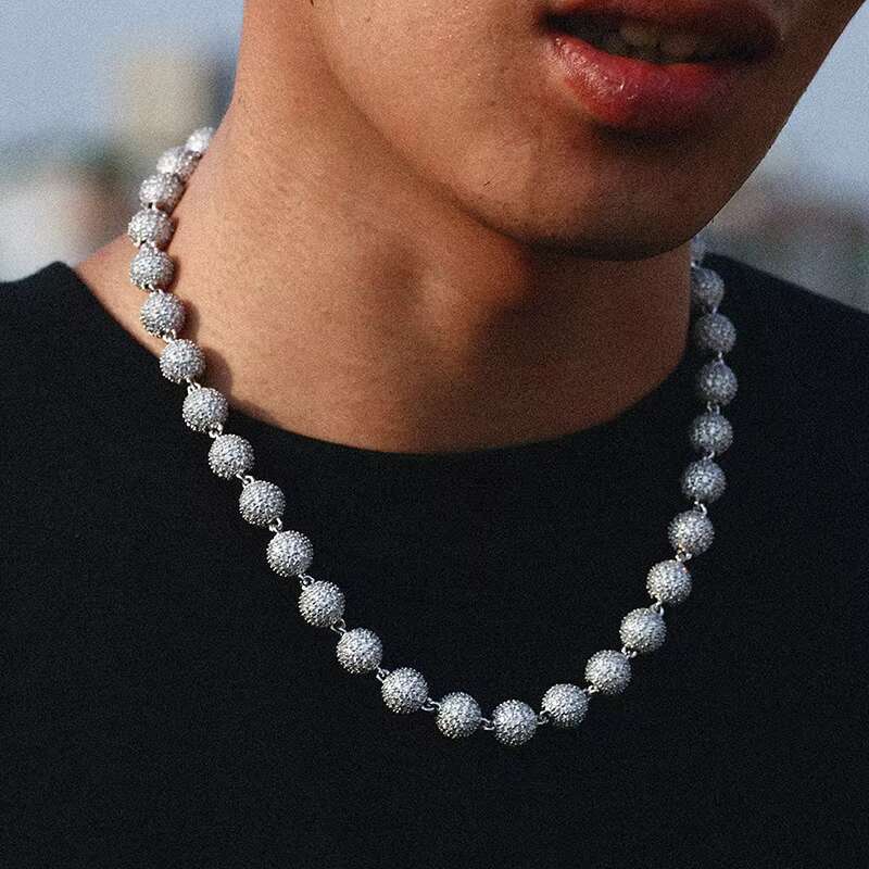 10mm Bead Necklace for Women Men Gift Hip Hop Jewelry Chains Sier Gold Plated,sier Plated 12MM Cuban k Chain
