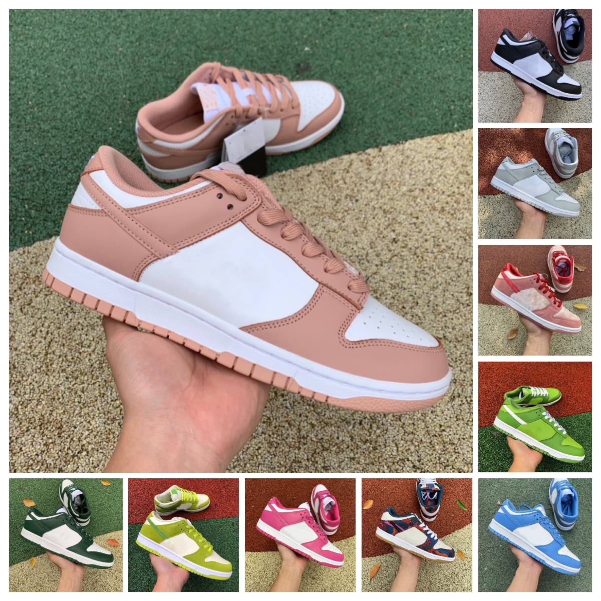 2025 Top Men Women Designer Running Shoes pandas Low White Black Grey Fog University Blue Red Green Lobster Orange Gold Runners Loafers Mens Platform Sports Sneakers