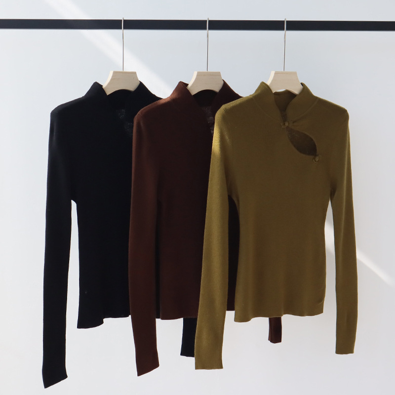 CEBB1 Women's Wool Blend Pleated Pullover with Soft Half Turtleneck