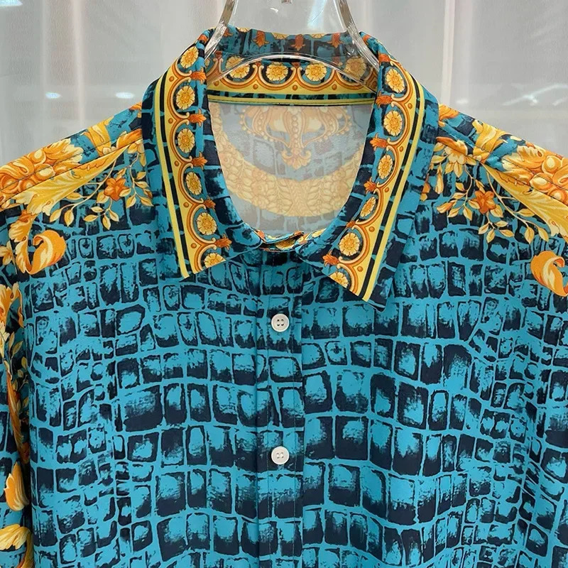 Royal Shirts Men Casual Full Social Paisley Floral Printed Shirt Manga Longa Prom Party Shirts Camisas Masculina De Luxo 250217