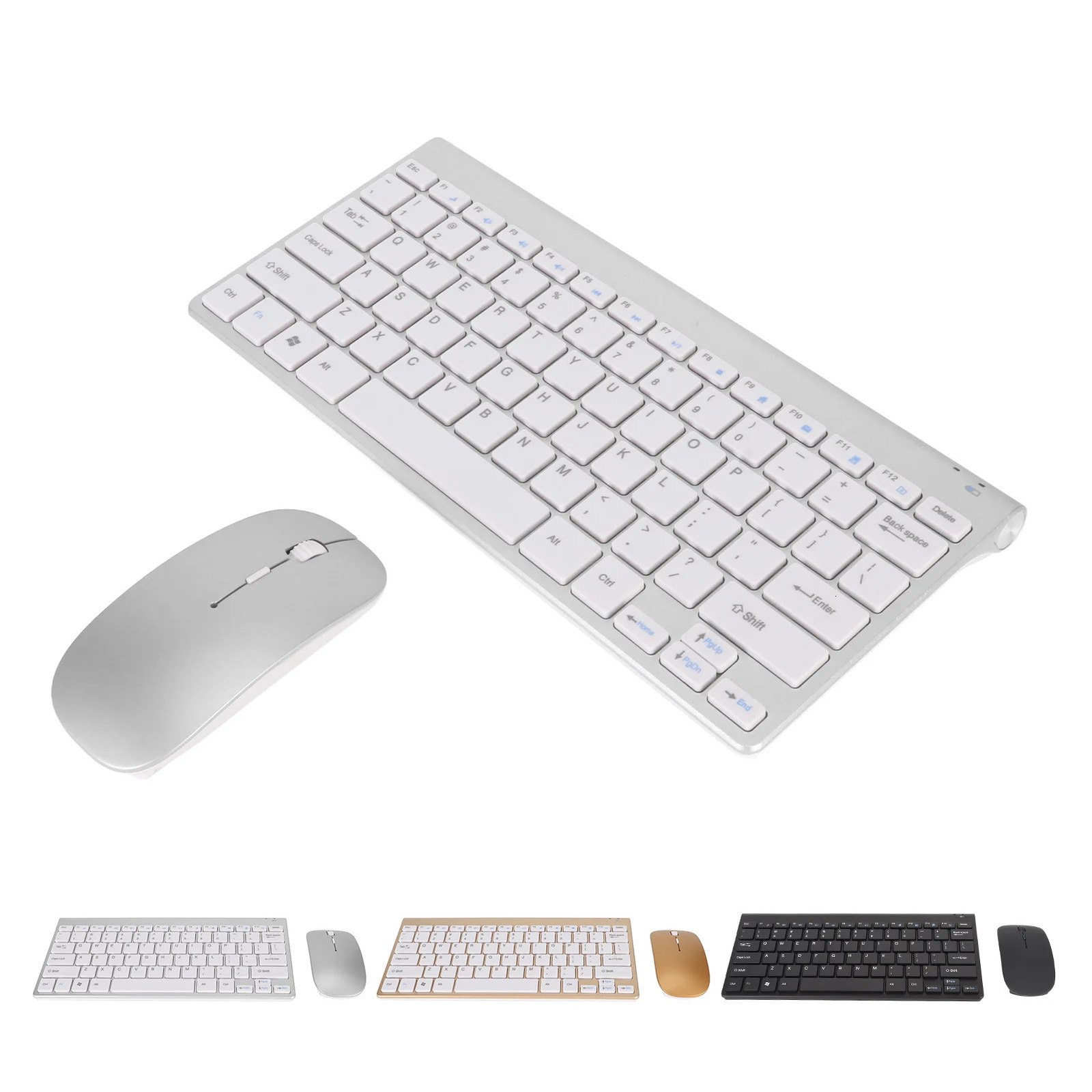 Wireless Keyboard Mouse Kit Slim Key Combo Portable Beautiful Power Saving Silent Button LED Indicator for Home 250213