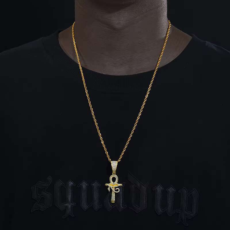 Sparkg Hip Hop Jewelry Iced Out Moissanite Evil Eye Ankh Cross Solid Sier Dia Men Party Pendant Necklace