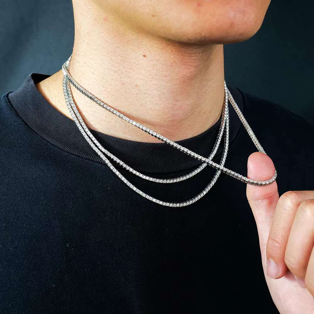 Wholesale 2mm S Iced Out Tennis k Chain Hip Hop Style Fine Necklaces and Bracelets with Moissanite