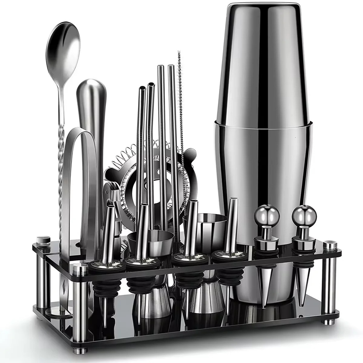 20Piece Boston Cocktail Shaker Set Bartender Kit for Home Bar Drink Wine Martini Mixer Tool 550 750ML 250218