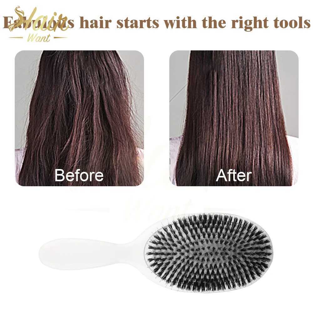Hair Want Boar Bristle and Nylon Hair Comb Anti-static Hair Extension Brush Detangling Hair Brush Hairdressing Massage CombT250222