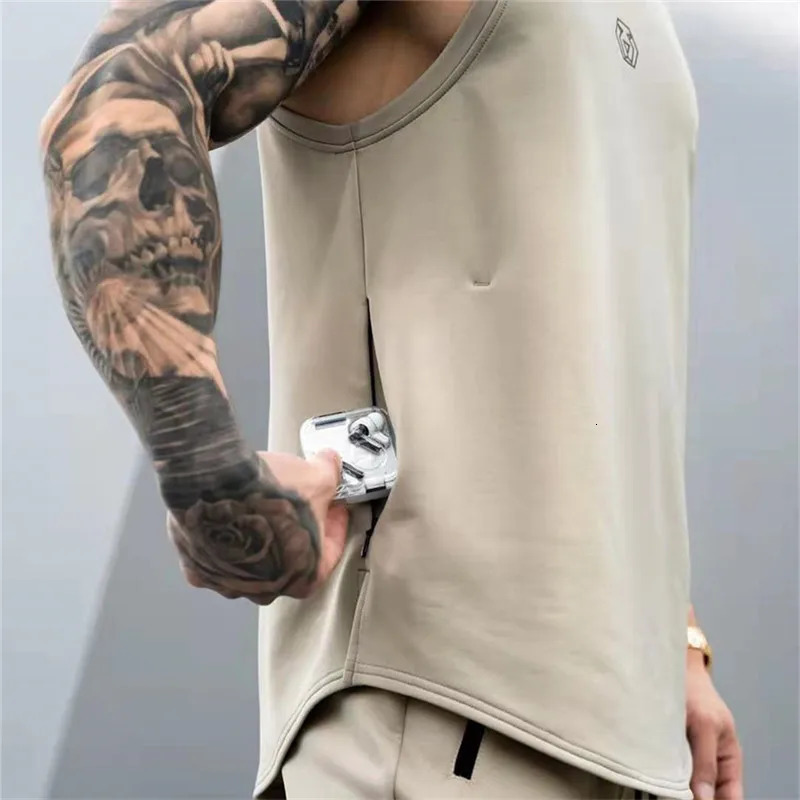 Mens Gym Stringer Tank Top Men Bodybuilding Vest Cotton Sleeveless Shirt Fitness Vest Singlet Sportwear Workout Tanktop 250221