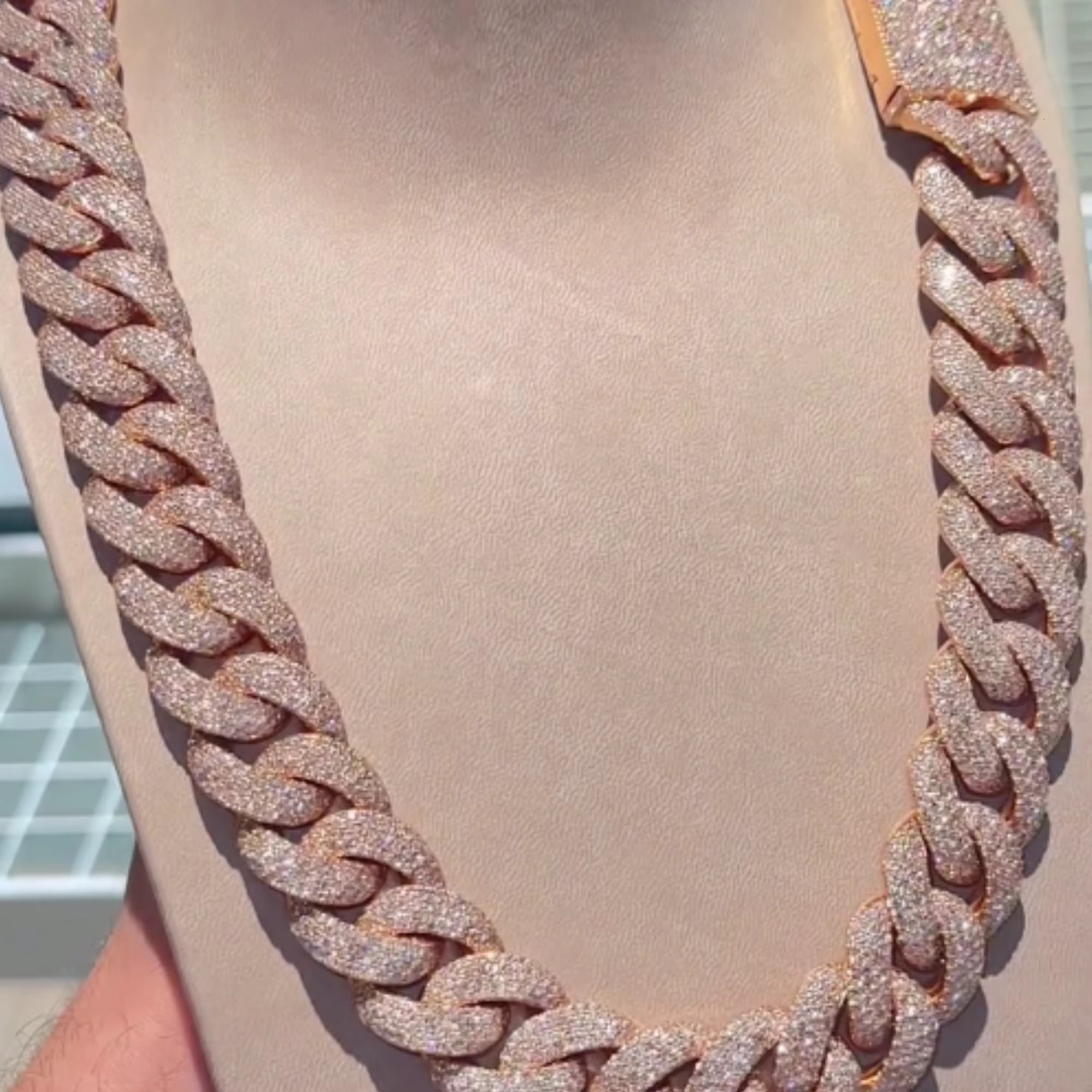 Fine Hip Hop Jewelry 10k Gold 20mm k VVS1 Moissanite Necklace Iced Out Dia Cuban Chain