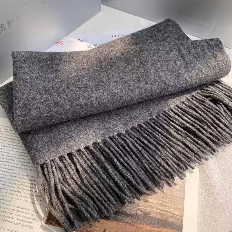 T160 solid color wool scarf women's winter long warm shawl dual-purpose thick texture all-match tassel neck scarf