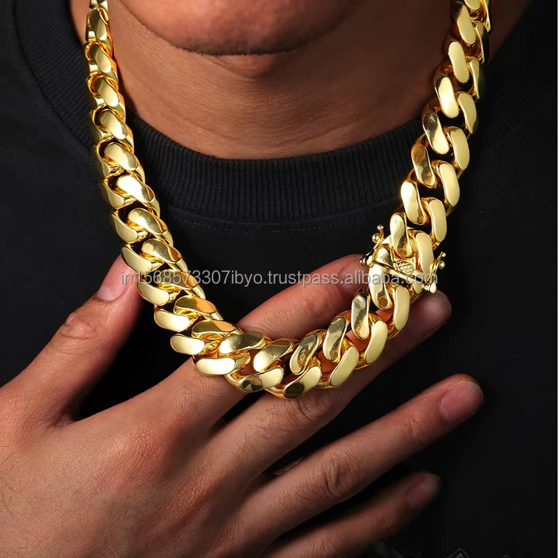 Elevate Your Class by Wearing This Gold Plated Miami Cuban Chain Bracelet Set Gift Pack Jewelry for Him and Her Sier