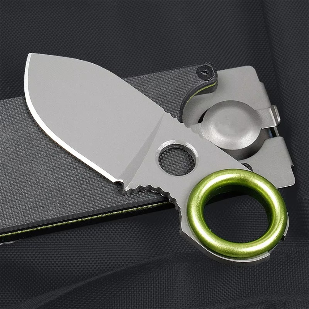 Pocket Keychain Money Clip Mini Fixed Blade Utility Knife with Titanium Plated Blade Compact EDC Tool d0