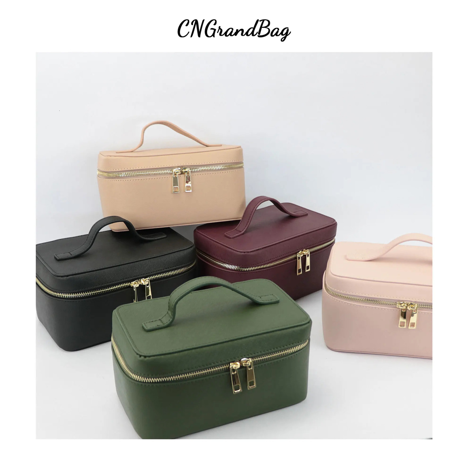 Ladies Saffiano Split Leather Travel Toiletry Case Bag Portable Hanging Makeup Organizer Box Dopp Kit Cosmetic Bag For Women 250214