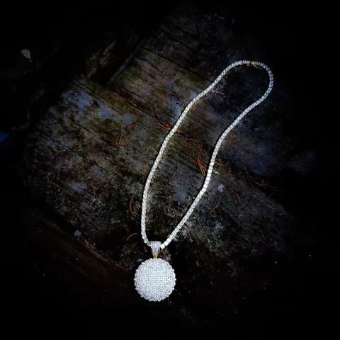 Hip Hop Iced Out Medallion Certified Gold Real Dia Necklace With Tennis Chain for Your Hasband