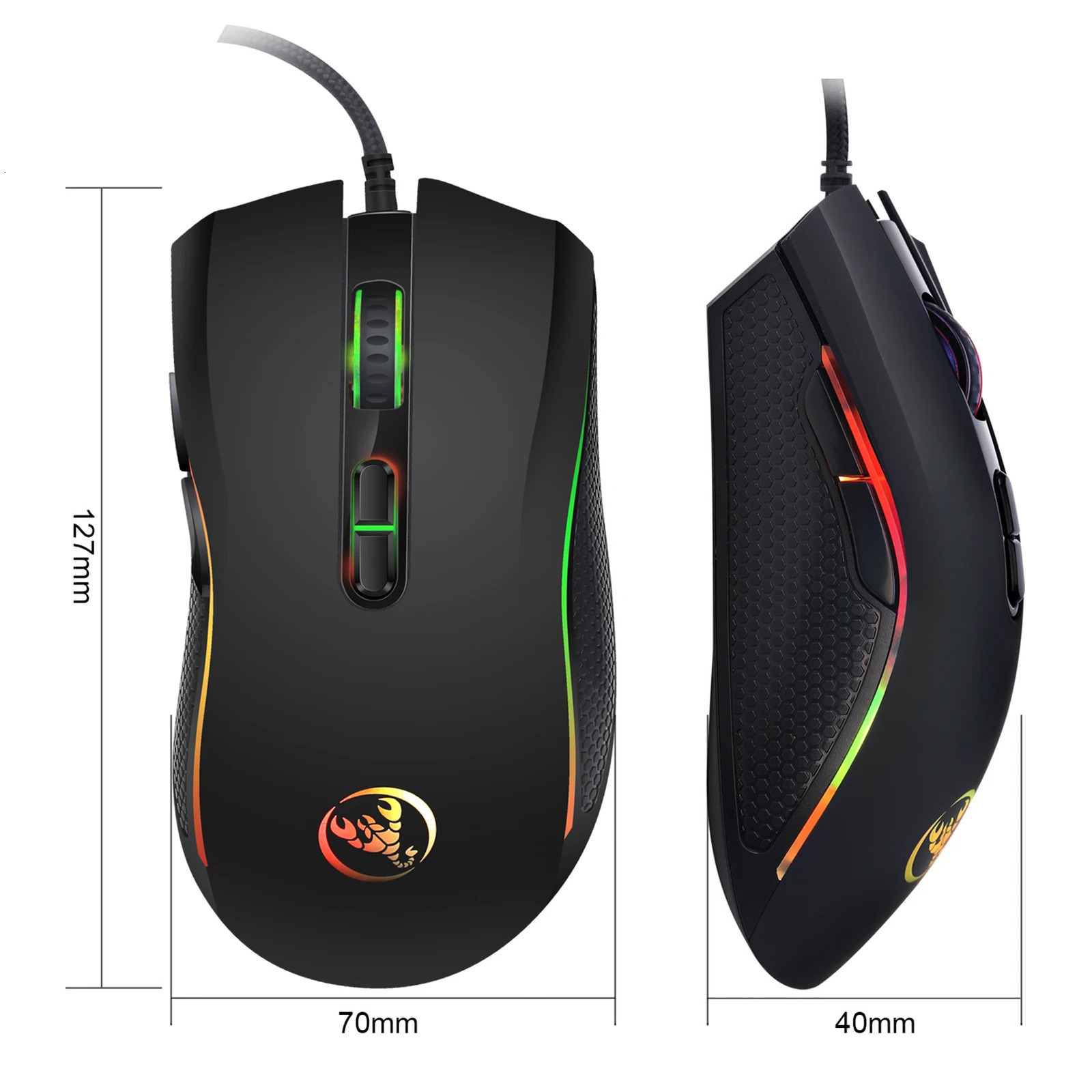 HXSJ V700BW A869 USB keyboard and mouse kit 61 key wired RGB backlit computer color LED lighting 3200DPI gaming 250213