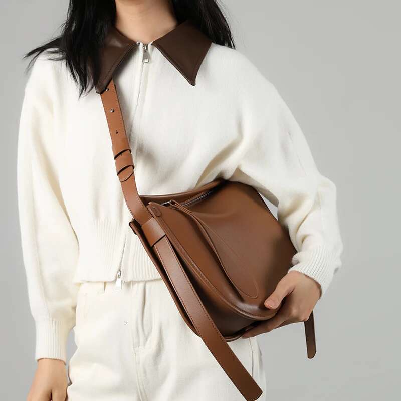 Woman Genuine Leather Shoulder Tote Bags Women Cowhide Bag Lady Soft 100% Design Female Bucket Handbag High Quality New