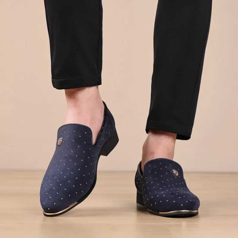 Mens Dress Shoes s Party Shoe Luxury Wedding Shoes for Men Suede Leather Business Casual Shoes Slip- Loafers Zapatos2024 Y250222