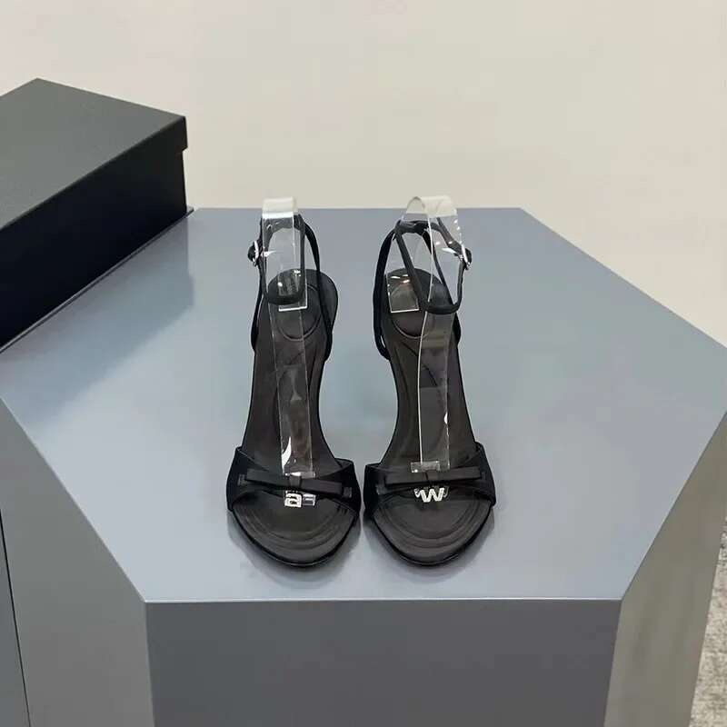 Satin Butterfly Ankle Strap hot Pumps - Open Toe High Heels for Women