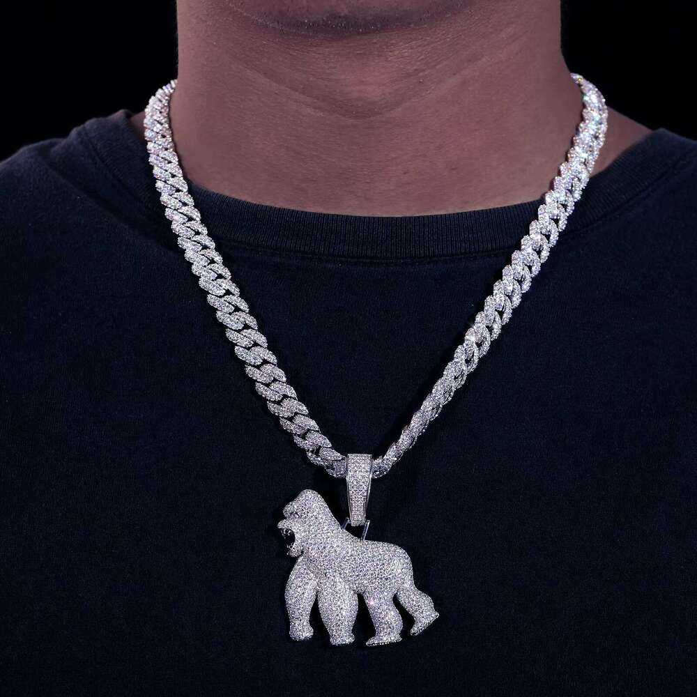 Full VVS Moissanite Iced Out Gorilla Pendant Bg Sterg Sier Pass Dia Test Hiphop Jewelry for Men