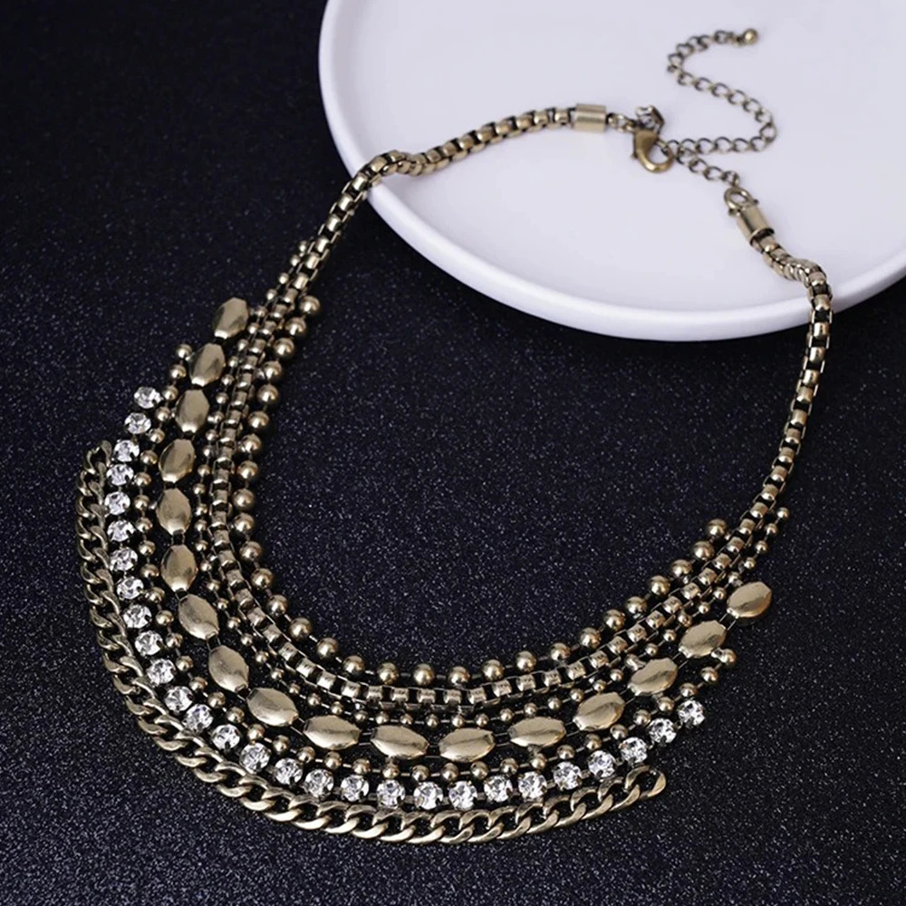 Boho Vintage Ethnic Metal Zircon Necklace Suitable for Women Gypsy Necklace Statement Afghanistan Maxi Festival Jewelry 250217
