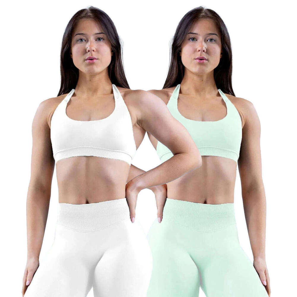 2pcs Impact Sports Set Seamless Yoga Halter Bra High Waist Workout Sets Scrunch Shorts Summer Fiess Clothes Gym Suits Outfit Active Wear Hot Sell