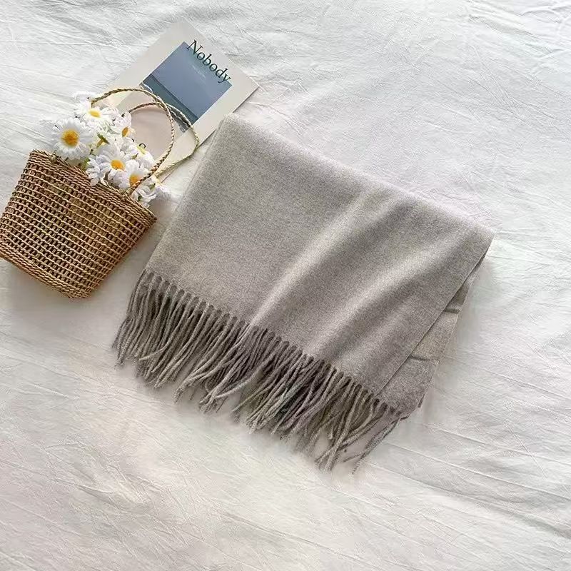 T164 solid color shawl cashmere dopamine student tassel autumn and winter warm versatile scarf winter long neck scarf Korean version