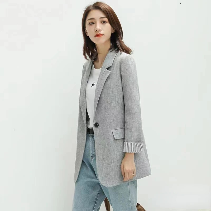 Fashion Business Solid Blazer Womens Work Office Long Sleeve Spring Casual Coat Jacket Korean 250213