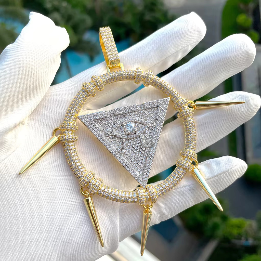Elegant Millennium Ring Shape Hip Hop Certified Gold Pendant Real Dia Necklace With Cuban Chain for Your Gentlemen