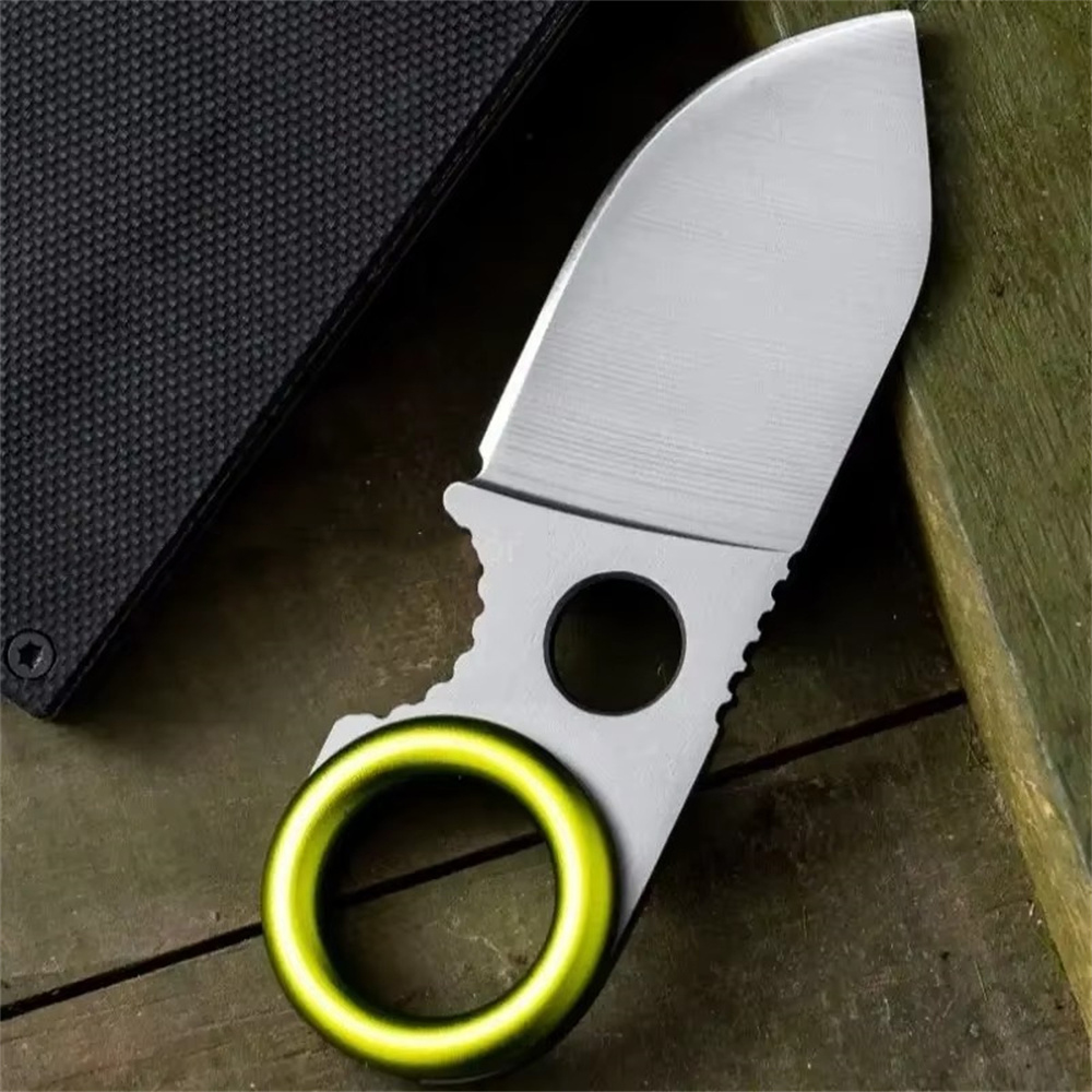 Pocket Keychain Money Clip Mini Fixed Blade Utility Knife with Titanium Plated Blade Compact EDC Tool d0