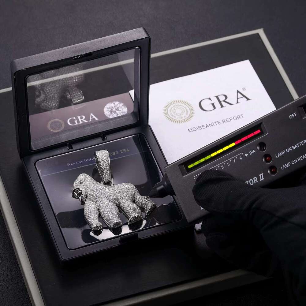 Full VVS Moissanite Iced Out Gorilla Pendant Bg Sterg Sier Pass Dia Test Hiphop Jewelry for Men