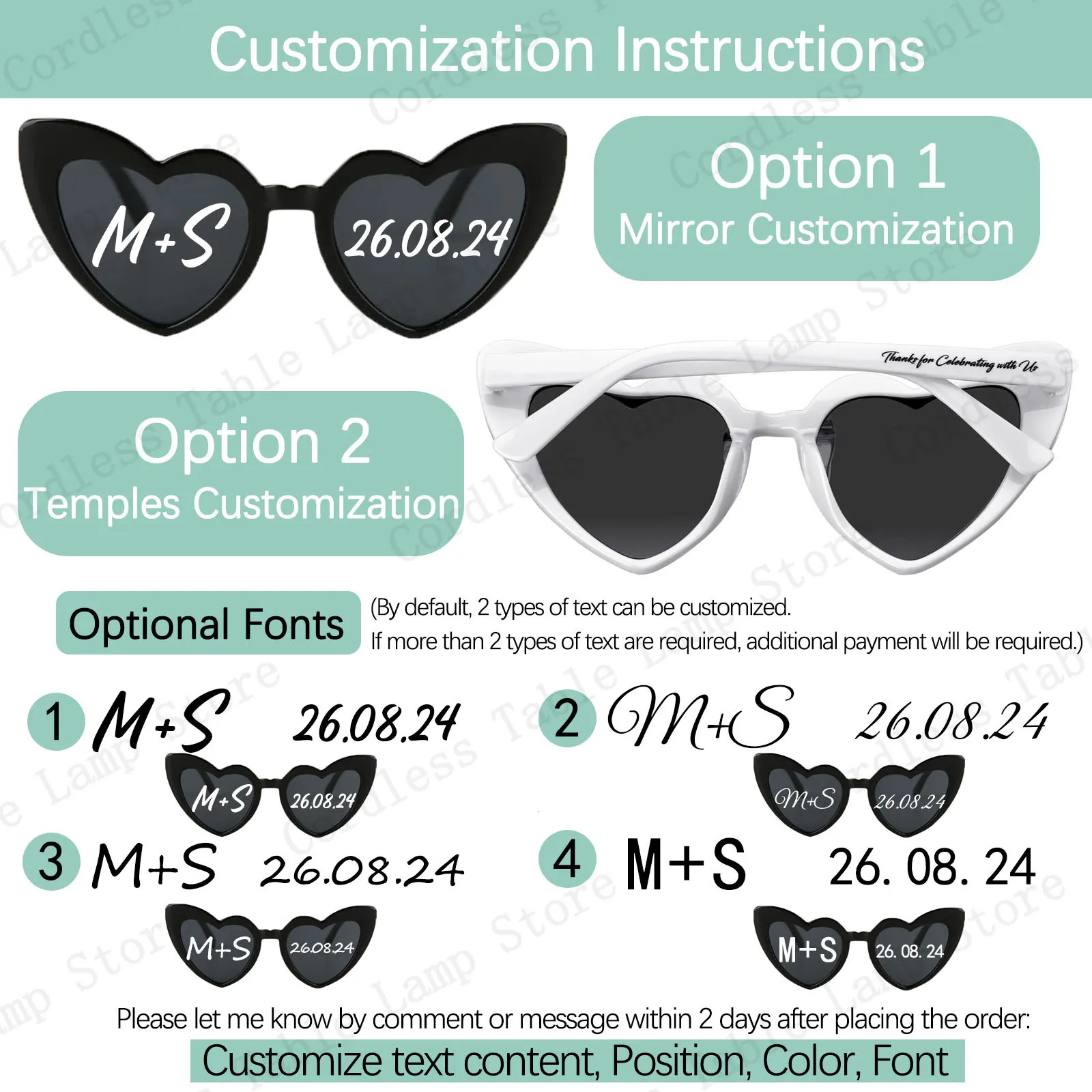 24-120Pcs Custom Heart Sunglasses Personalised Wedding Sunglasses Bridal Party Favors for Guest Wedding Date Initials Custom 250222