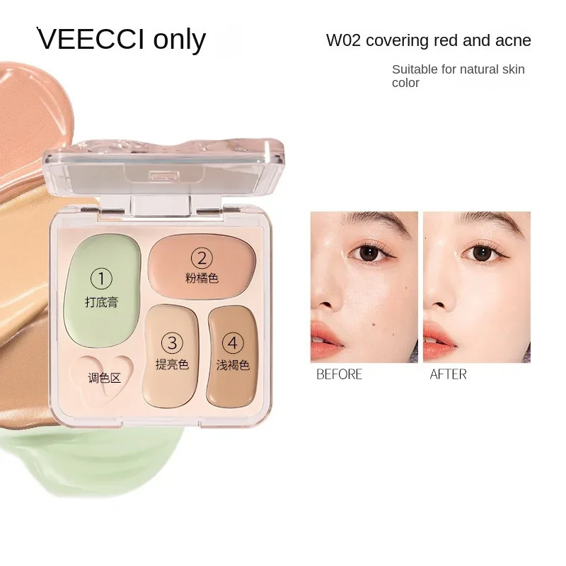 VEECCI Four Colour Concealer Palette Conceal Dark Eye Circles Pimple Marks Long Lasting Hydrating Concealer Cream 250222