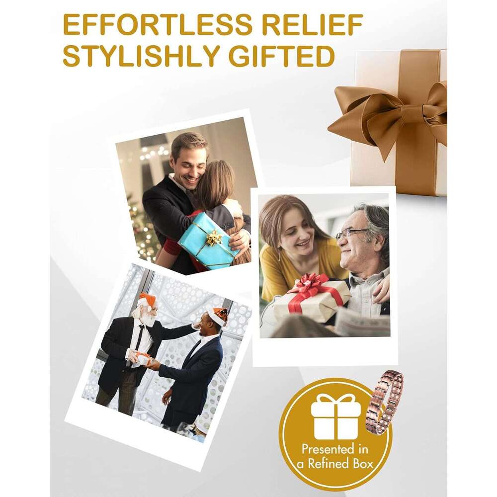 Feraco Men's Magnetic Bracelet Elegant 99.99% Solid Copper Bracelets with Double-Row Strong Magnets,Magnetic Jewelry