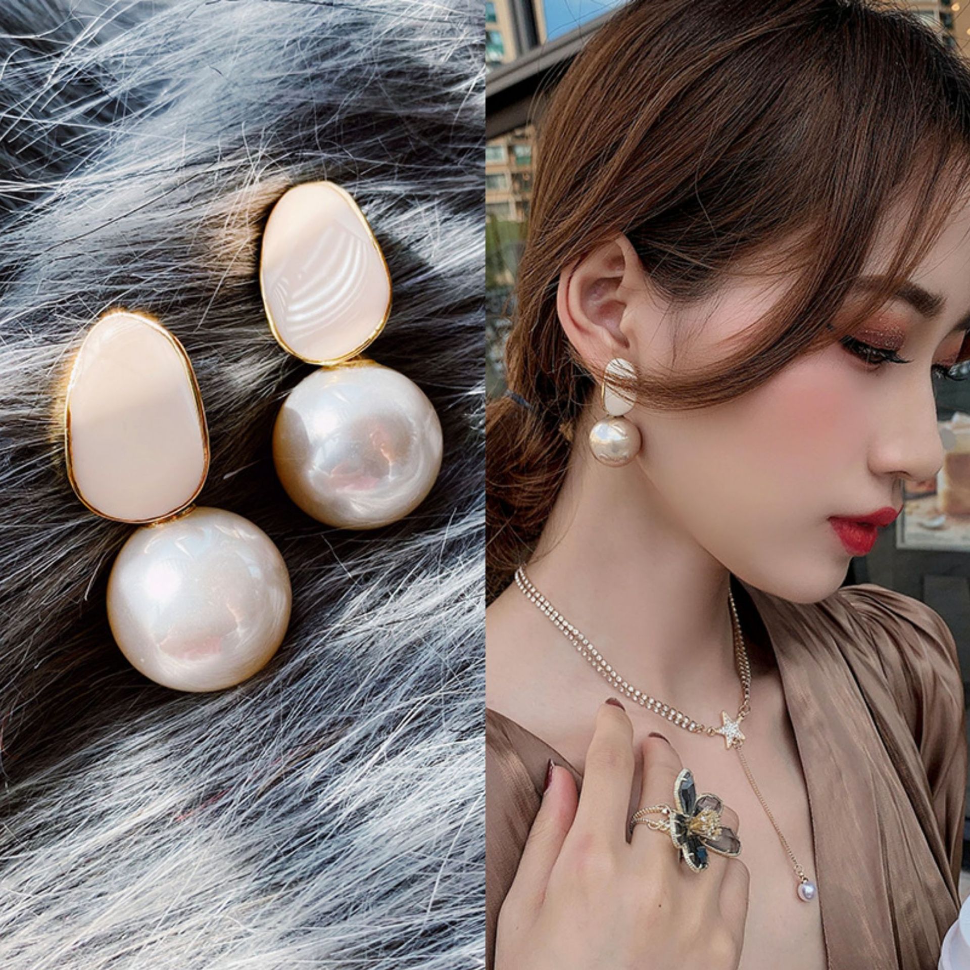Pearl Pendant Fashion Elegant Stainless Steel Waterproof Earrings Sweet Simple Wedding Party for Women Jewelry Gifts Free shipping