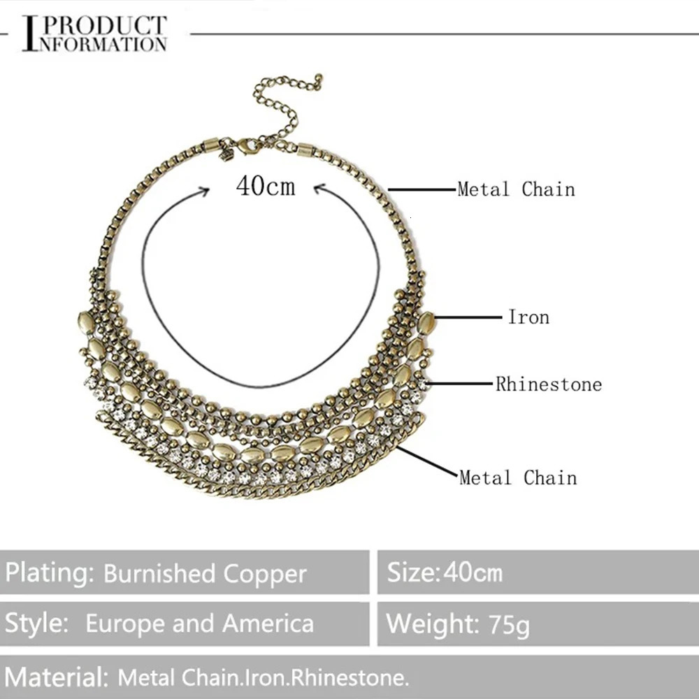 Boho Vintage Ethnic Metal Zircon Necklace Suitable for Women Gypsy Necklace Statement Afghanistan Maxi Festival Jewelry 250217