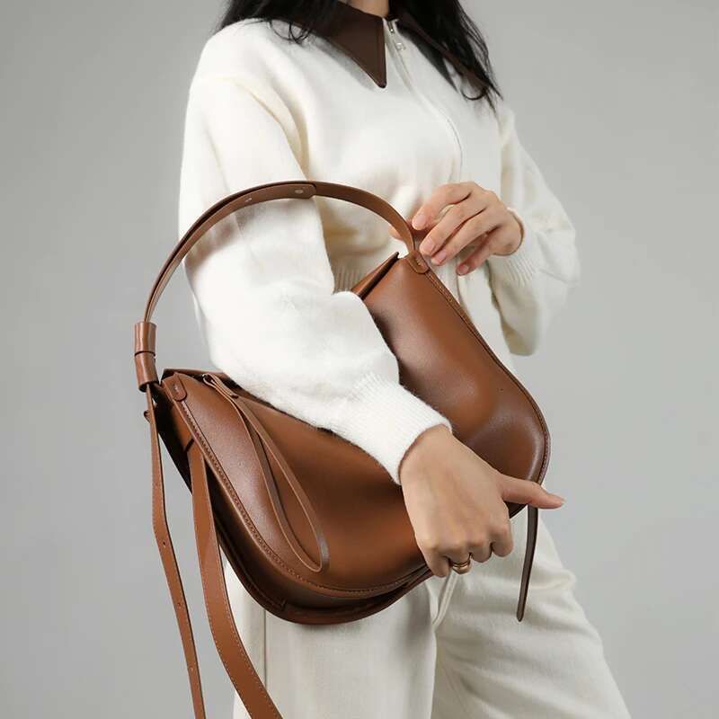 Woman Genuine Leather Shoulder Tote Bags Women Cowhide Bag Lady Soft 100% Design Female Bucket Handbag High Quality New