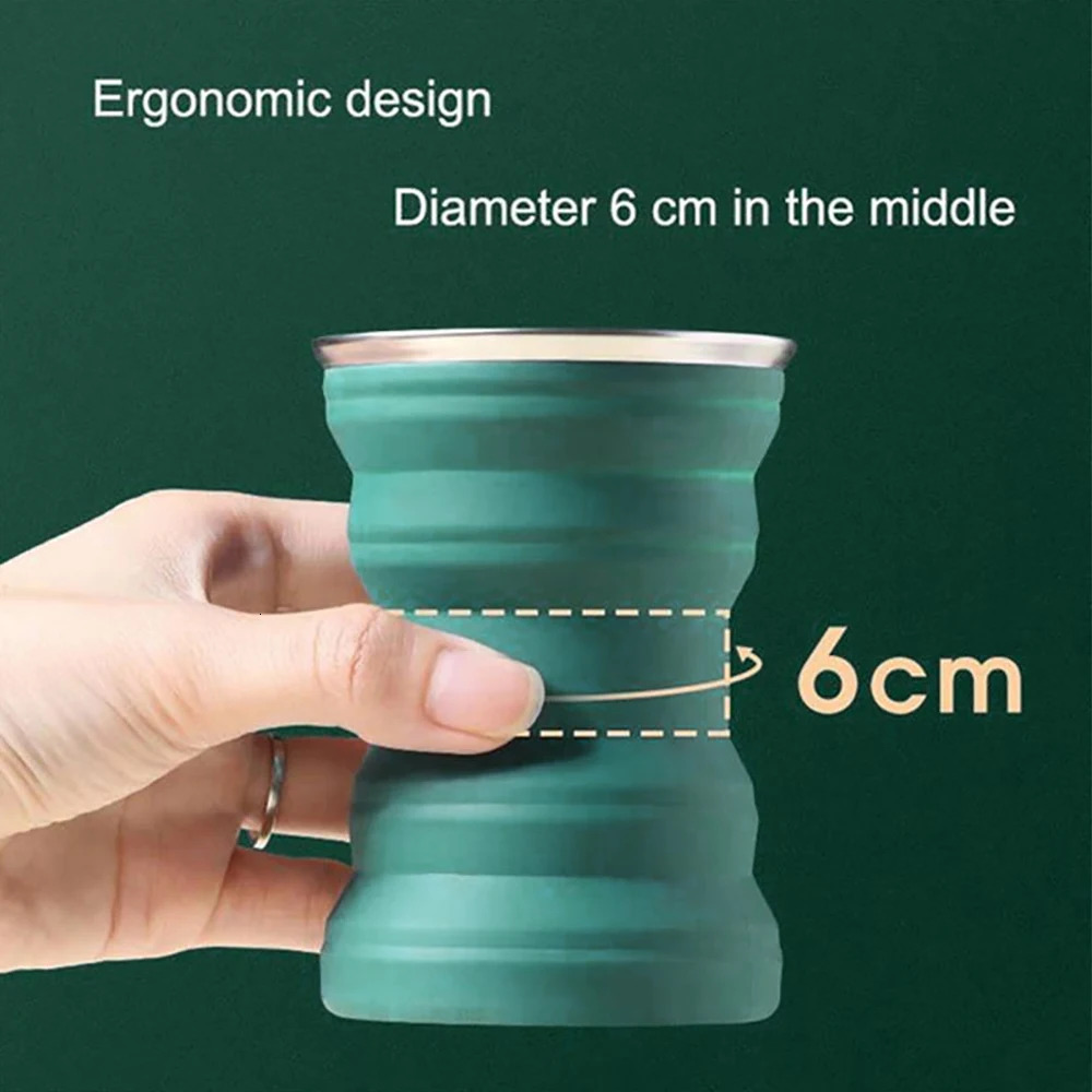 Portable Silicone Foldable Cup With Lanyard Heat Resistant Collapsible Cups Lid Folding Storage Travel Mug For Wate Z260202