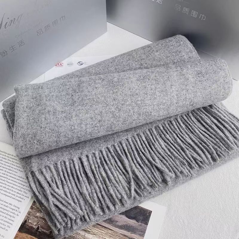 T160 solid color wool scarf women's winter long warm shawl dual-purpose thick texture all-match tassel neck scarf