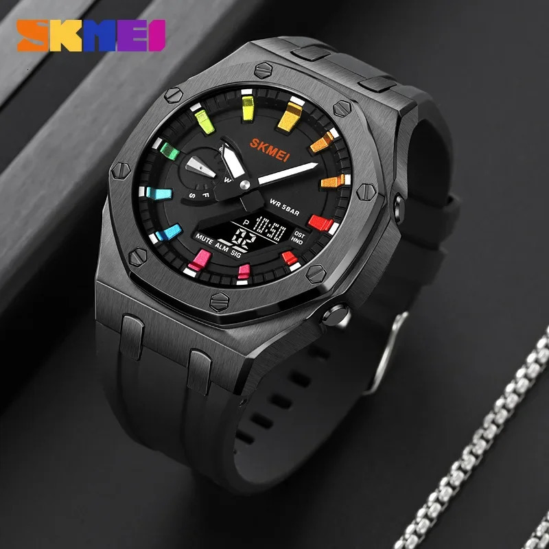SKMEI Mens Watch 2243 Student Electronic Watch Multi functional Sports Waterproof Night Glow Electronic Watch 250217