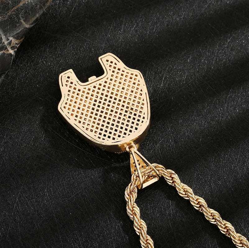 New Arrival Hip Hop 14k Gold Plated Egyptian Pharaoh Zircon copper pendant charm Necklace X250224