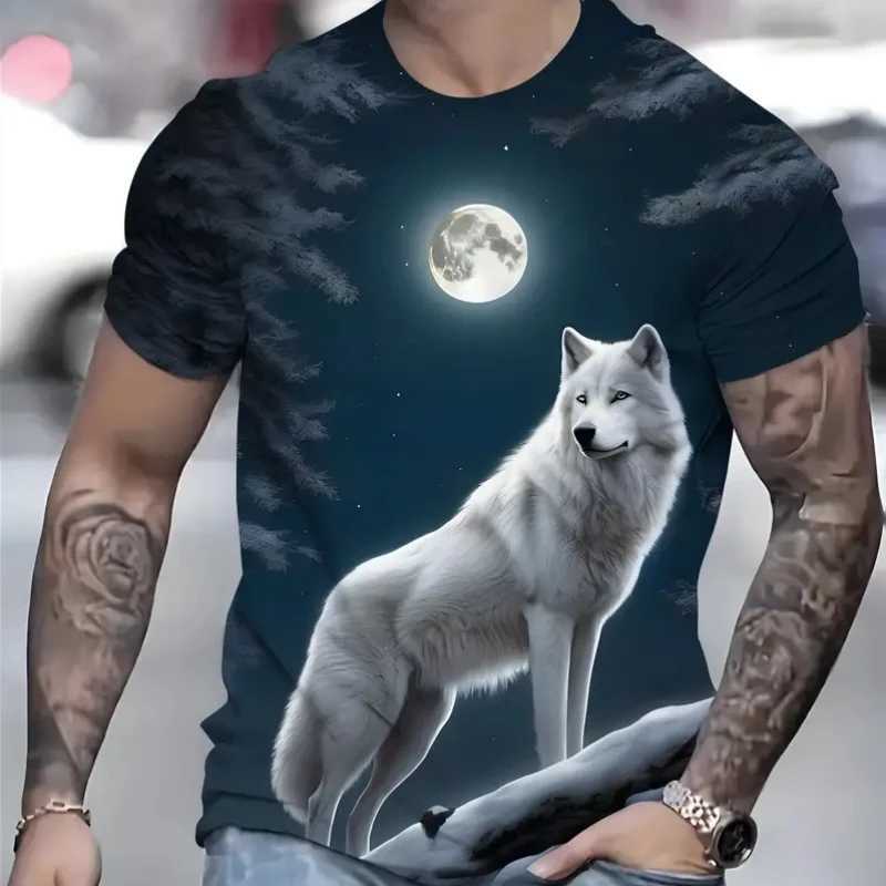 3d Wolf Print Mens T-Shirt Summer Breath Short Sleeve Tees For Men Retro T-Shirt Street Trend Man Clothes Oversized Sport Shirt W250224