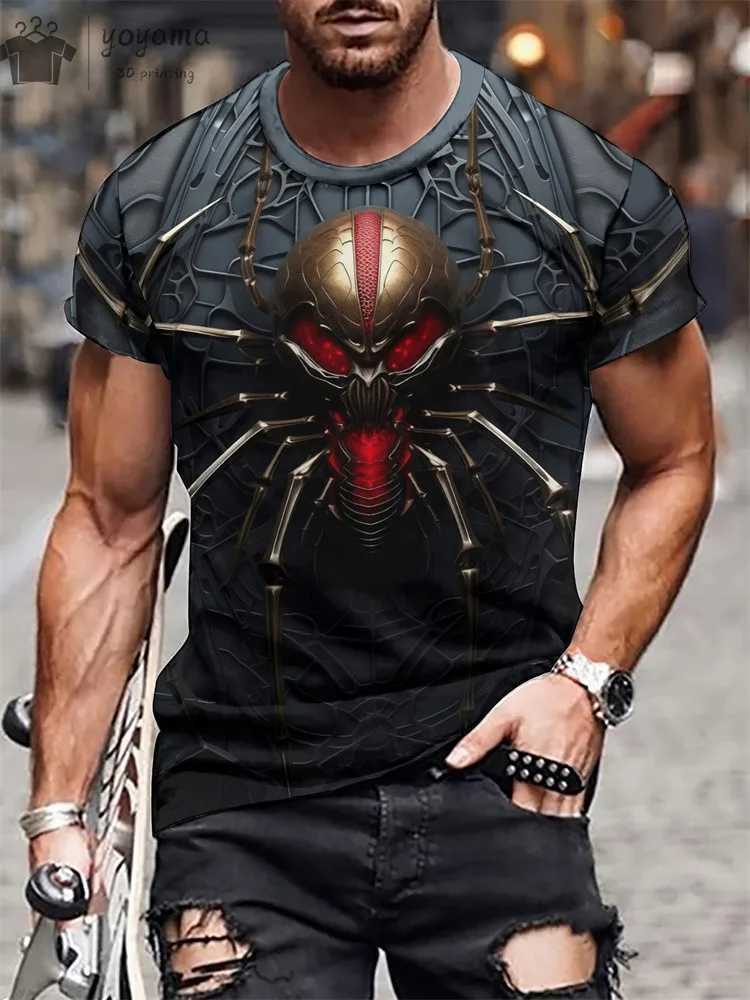 2024 Summer 3d Print Spider Pattern Mens Clothing Street Fashion Trends T-Shirts For Men Oversized T-Shirt Short Sleeve Tee Top W250224