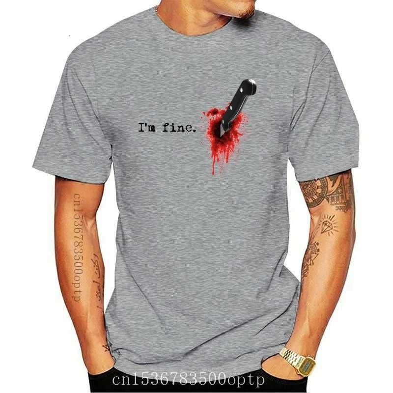 New 202 Summer Casual Men T-shirt In Fine Wound Blood Knife Hurt Pain Stabe Injury Funny Joke Men T Shirt Tee W250224