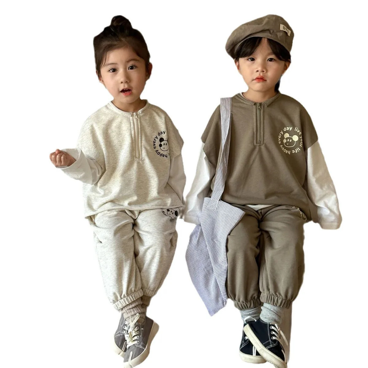 Childrens Autumn Sports Suit For Girls 2025 Spring Autumn Baby Boy T-shirt Sweatshirt And Pants 3PCS Set Kids Boys Tracksuit 250224