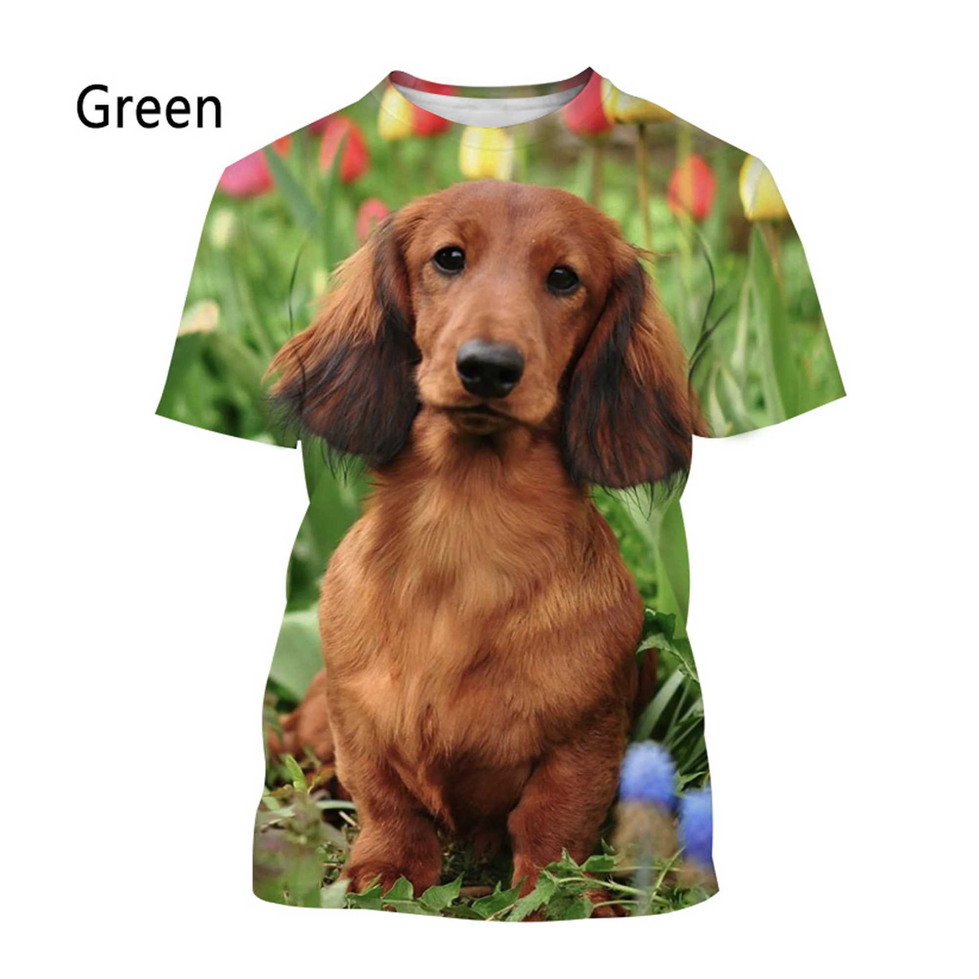 New Fashion Dachshund 3D Printed T-shirt Mens and Womens Casual Short-sleeved T-shirt W250224